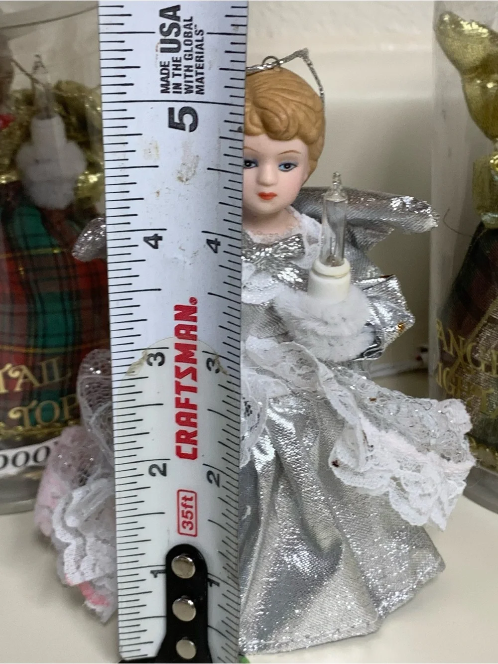 3 Trim A Home Angel Mini Tree Topper Pigtail Light Up Ornaments Kmart 5” Vtg